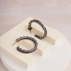 Oval Antique Hoop Earrings - Purple