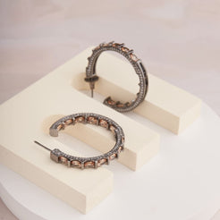 Oval Antique Hoop Earrings - Yellow