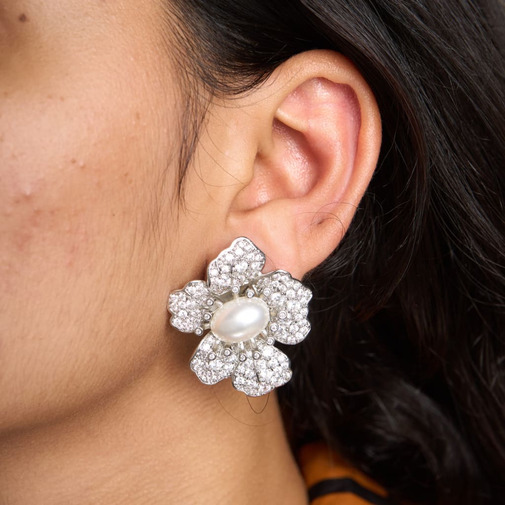 Oval Flower Earrings