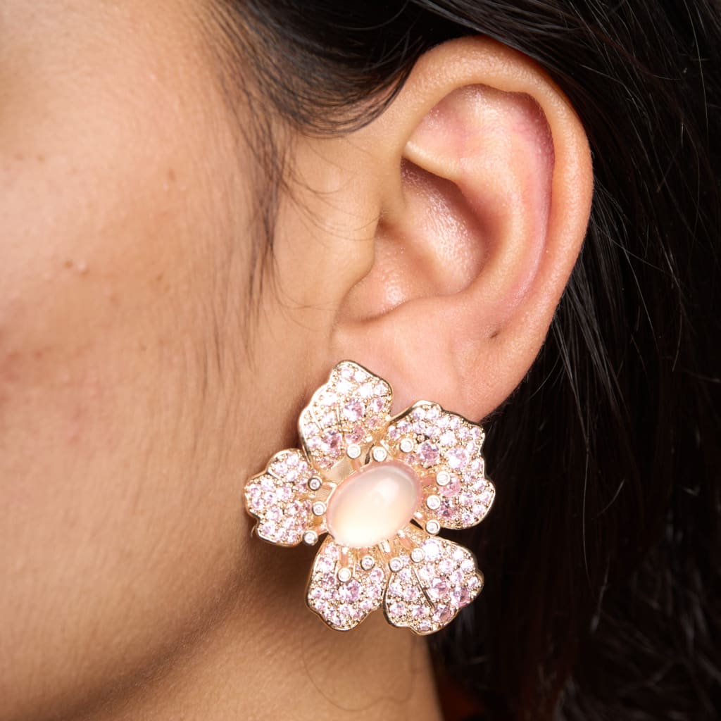 Oval Flower Earrings