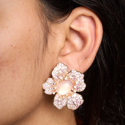 Oval Flower Earrings
