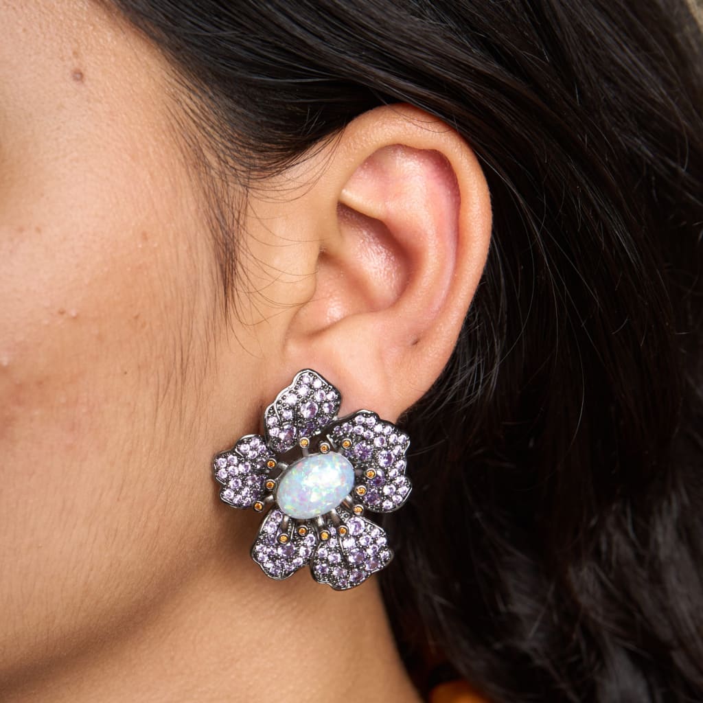Oval Flower Earrings