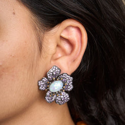 Oval Flower Earrings