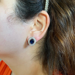 Oval Halo Earrings