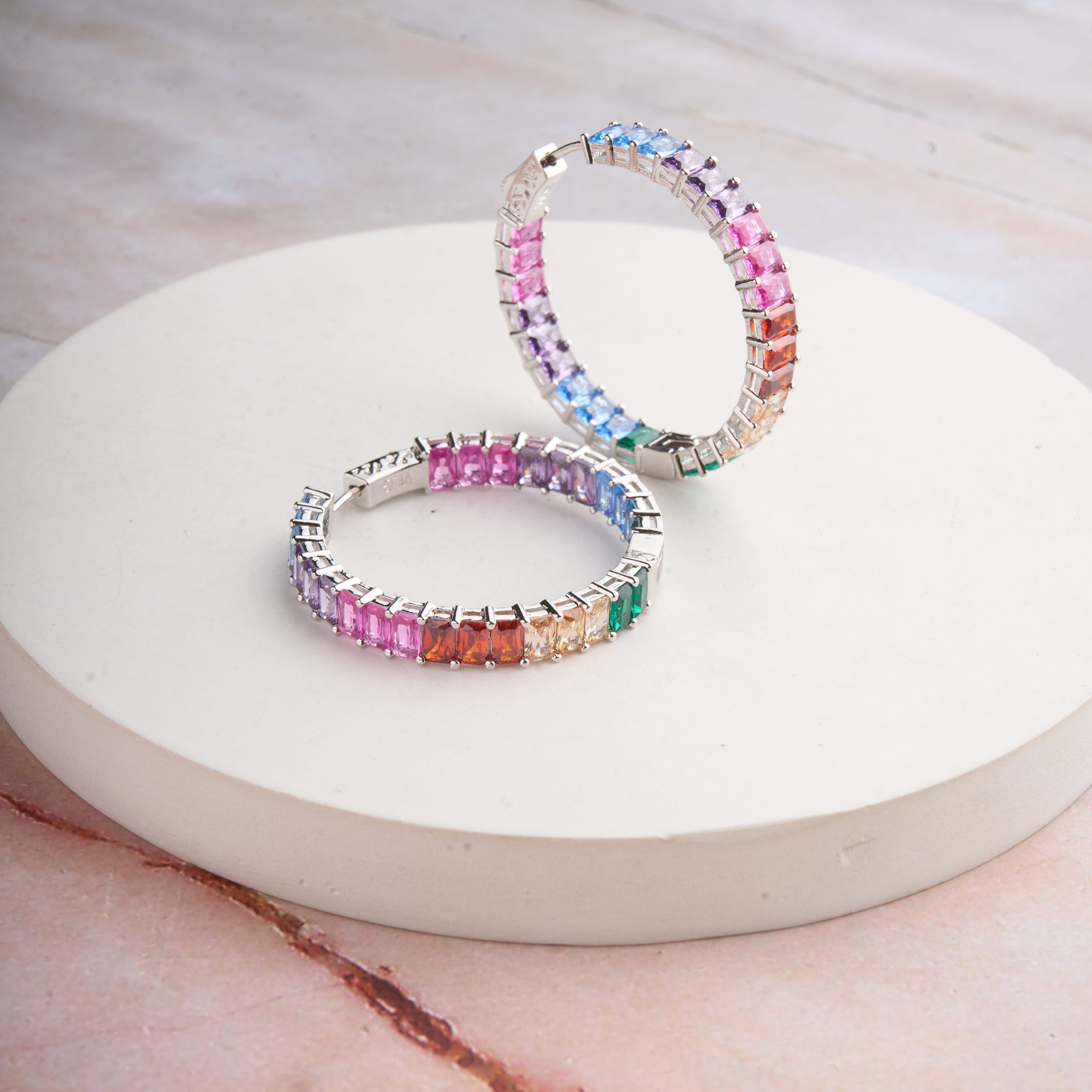 Rainbow Hoops Earrings Mozaati