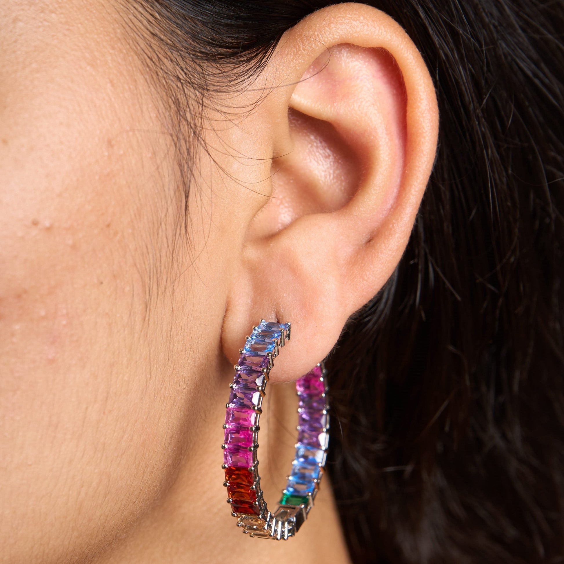 Rainbow Hoops Earrings Mozaati