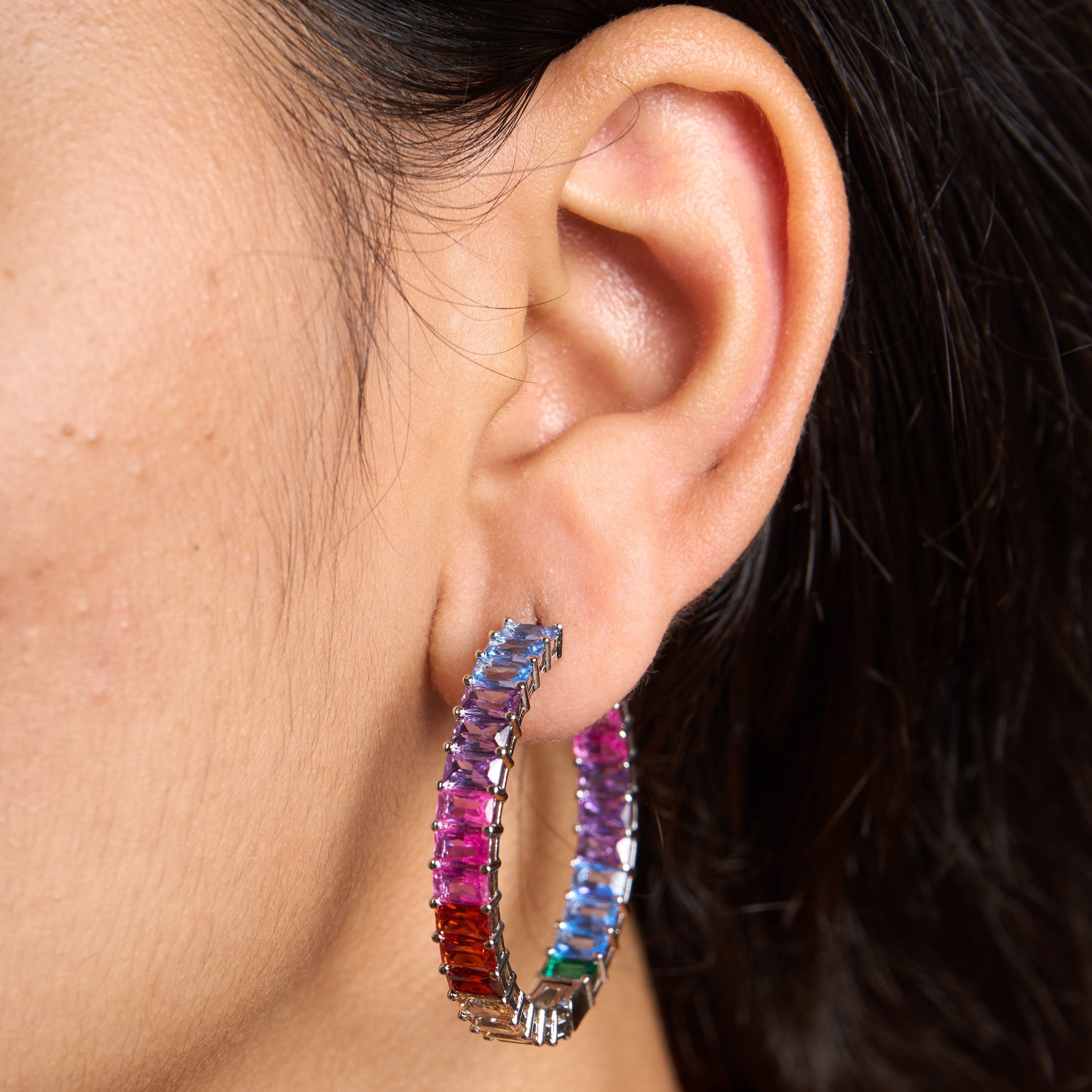 Rainbow Hoops Earrings Mozaati