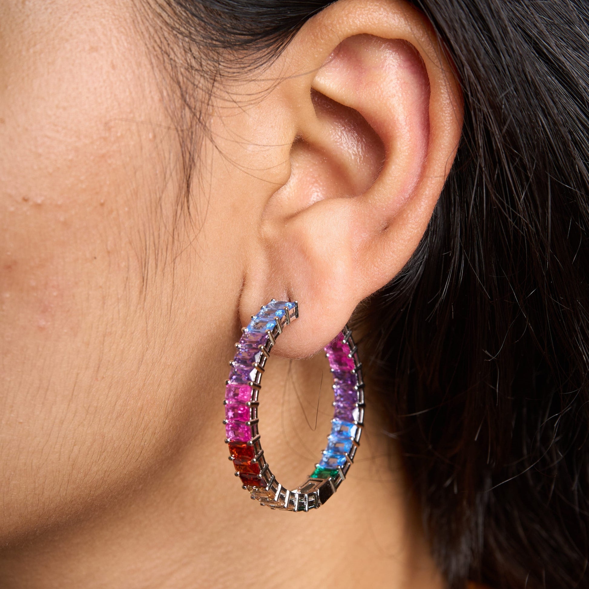 Rainbow Hoops Earrings Mozaati