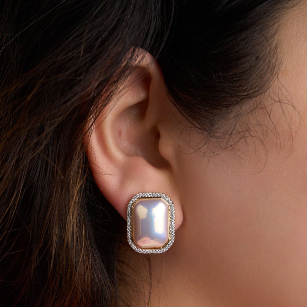 Rec Pearl Earrings