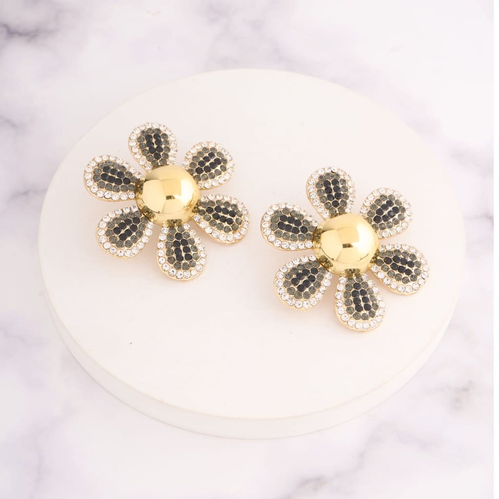 Rhine Flower Earrings - Black