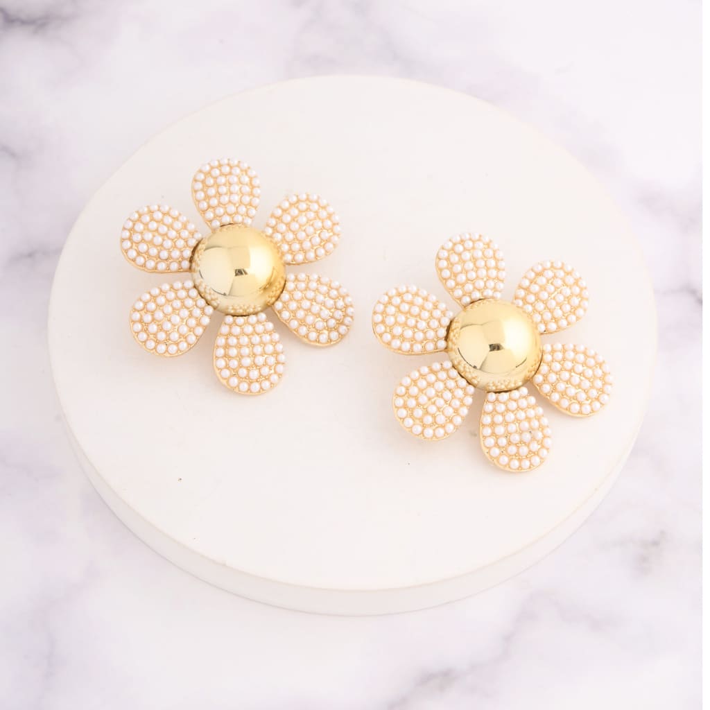 Rhine Flower Earrings - Pearl
