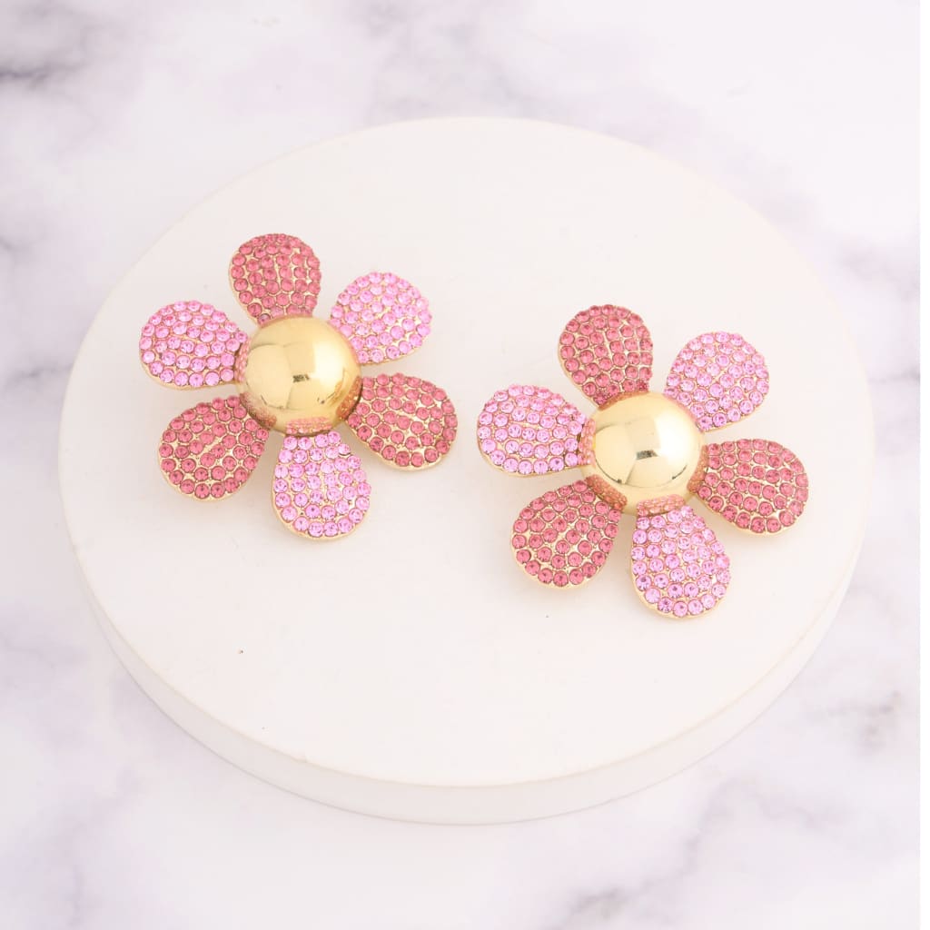 Rhine Flower Earrings - Red