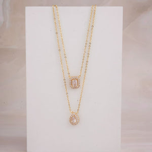Solitaire Layered Necklace - Gold
