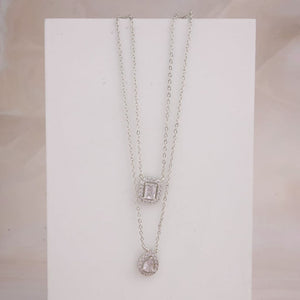 Solitaire Layered Necklace - Silver
