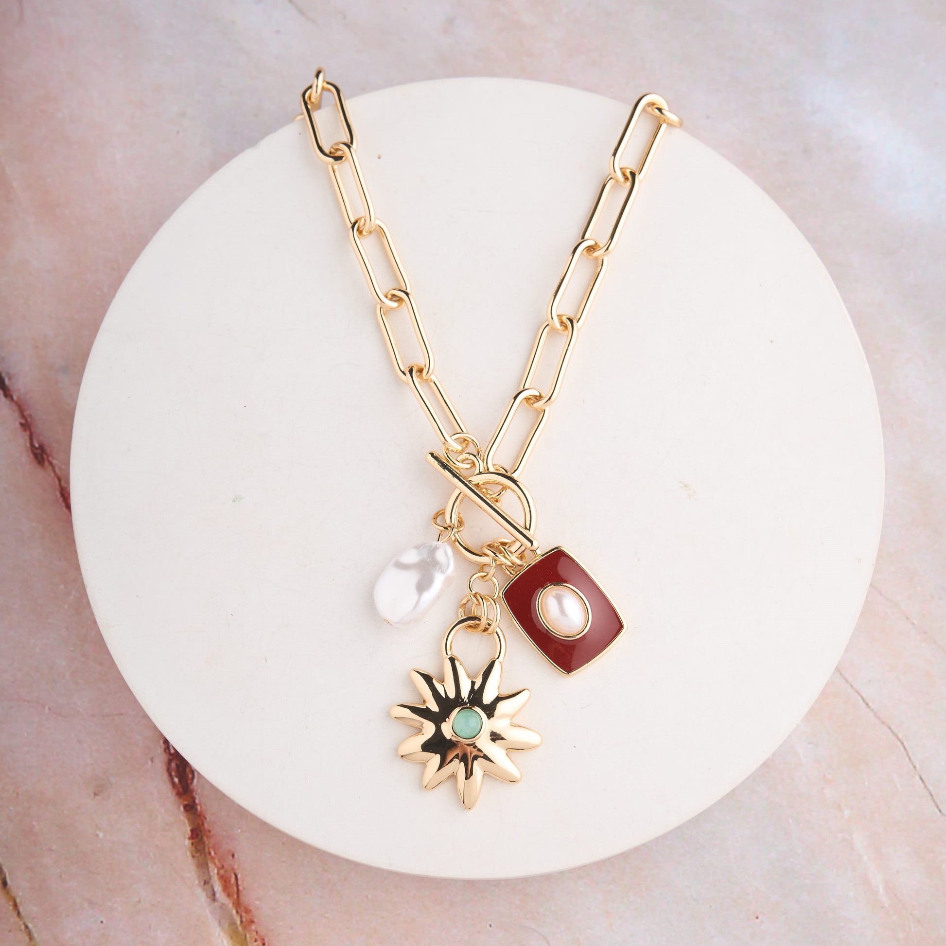 Star Pearl Charm Necklace Mozaati