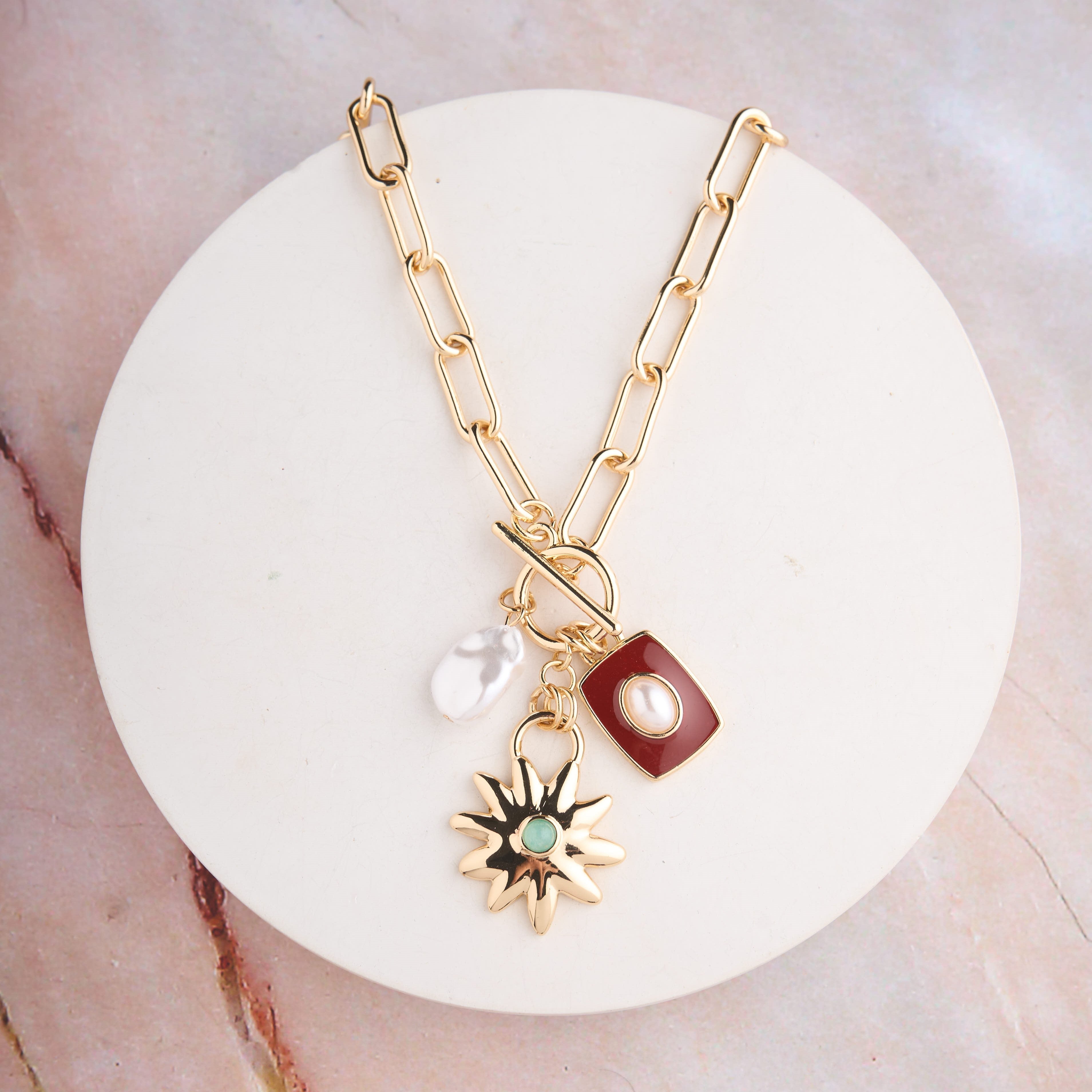 Star Pearl Charm Necklace Mozaati