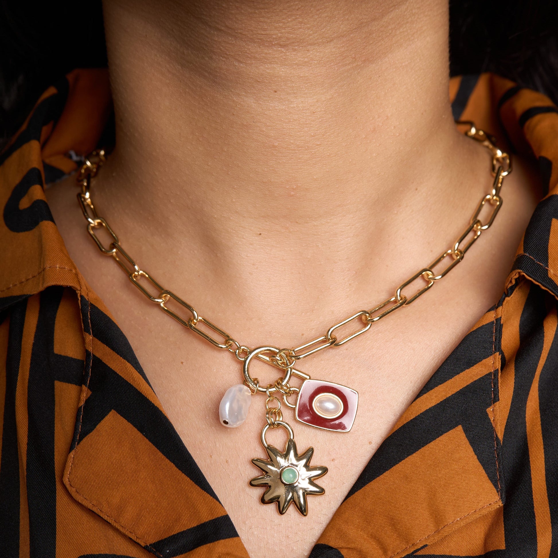 Star Pearl Charm Necklace Mozaati