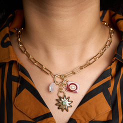 Star Pearl Charm Necklace Mozaati