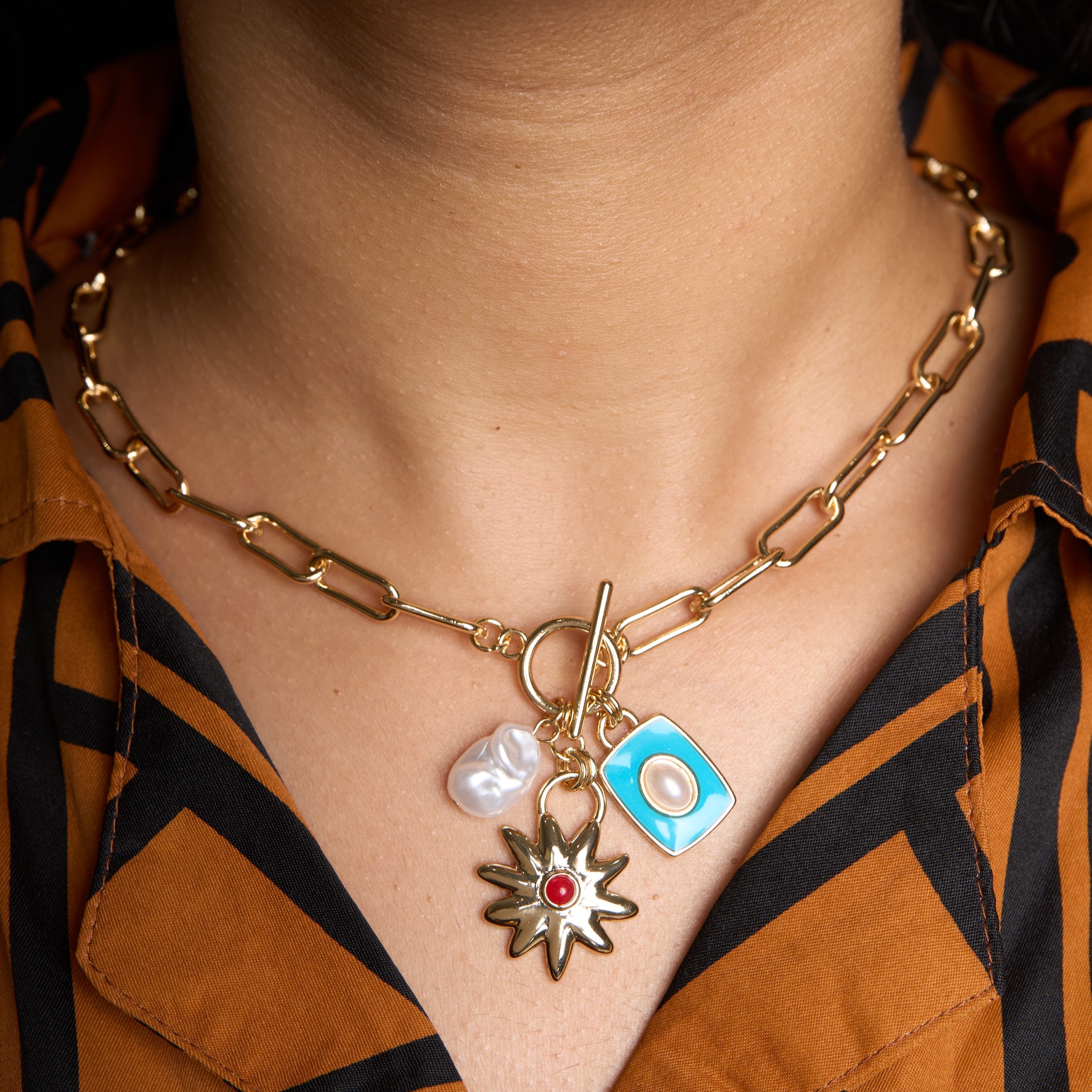 Star Pearl Charm Necklace Mozaati