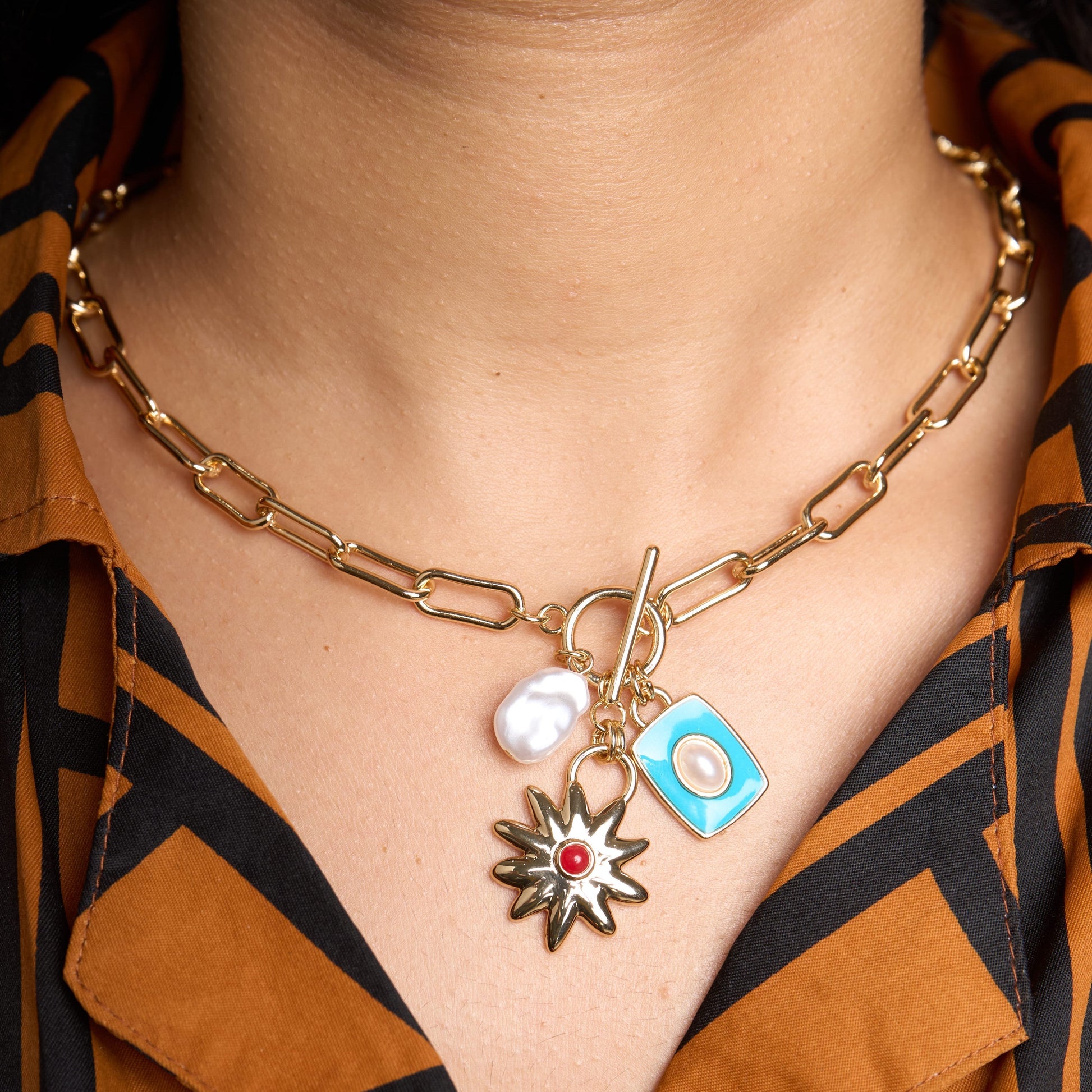 Star Pearl Charm Necklace Mozaati