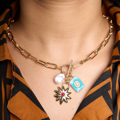Star Pearl Charm Necklace Mozaati