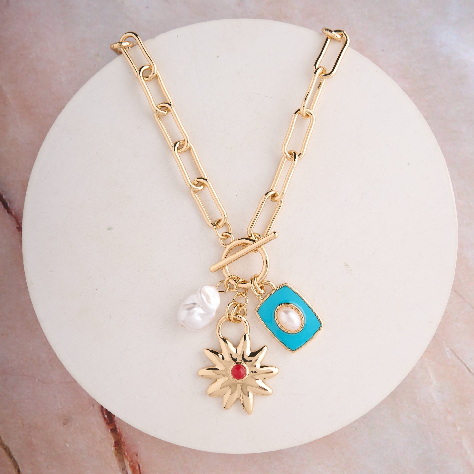 Star Pearl Charm Necklace Mozaati