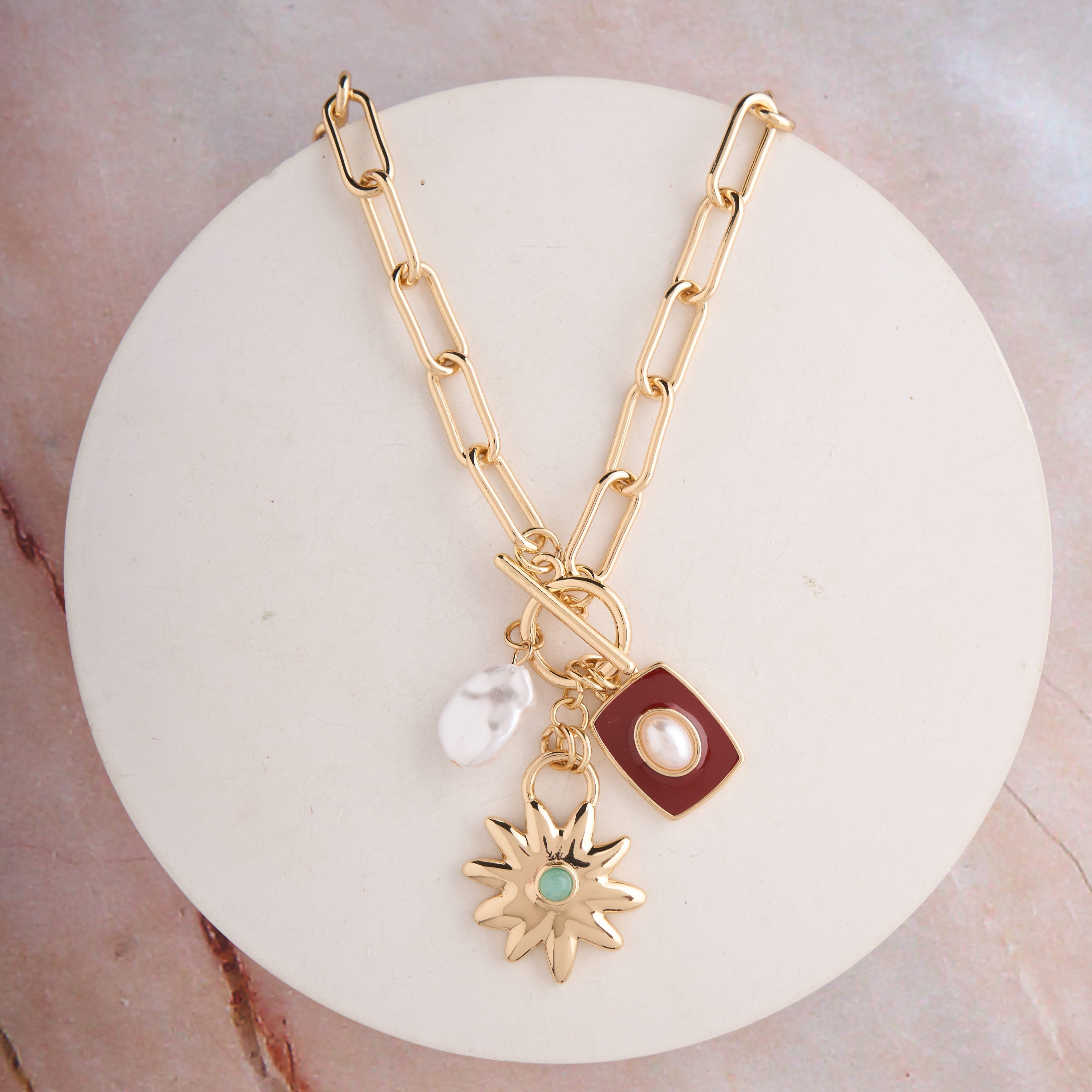 Star Pearl Charm Necklace Mozaati