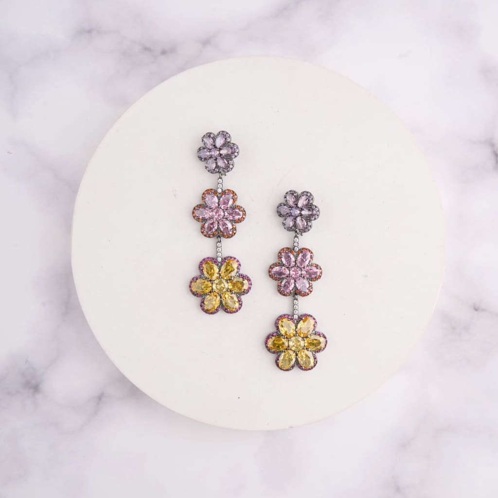 Tri Daisy Earrings - Multi