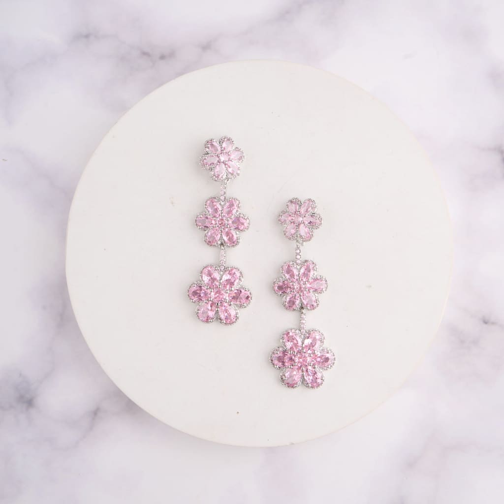 Tri Daisy Earrings - Pink