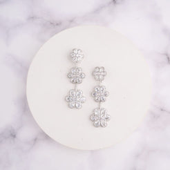 Tri Daisy Earrings - White
