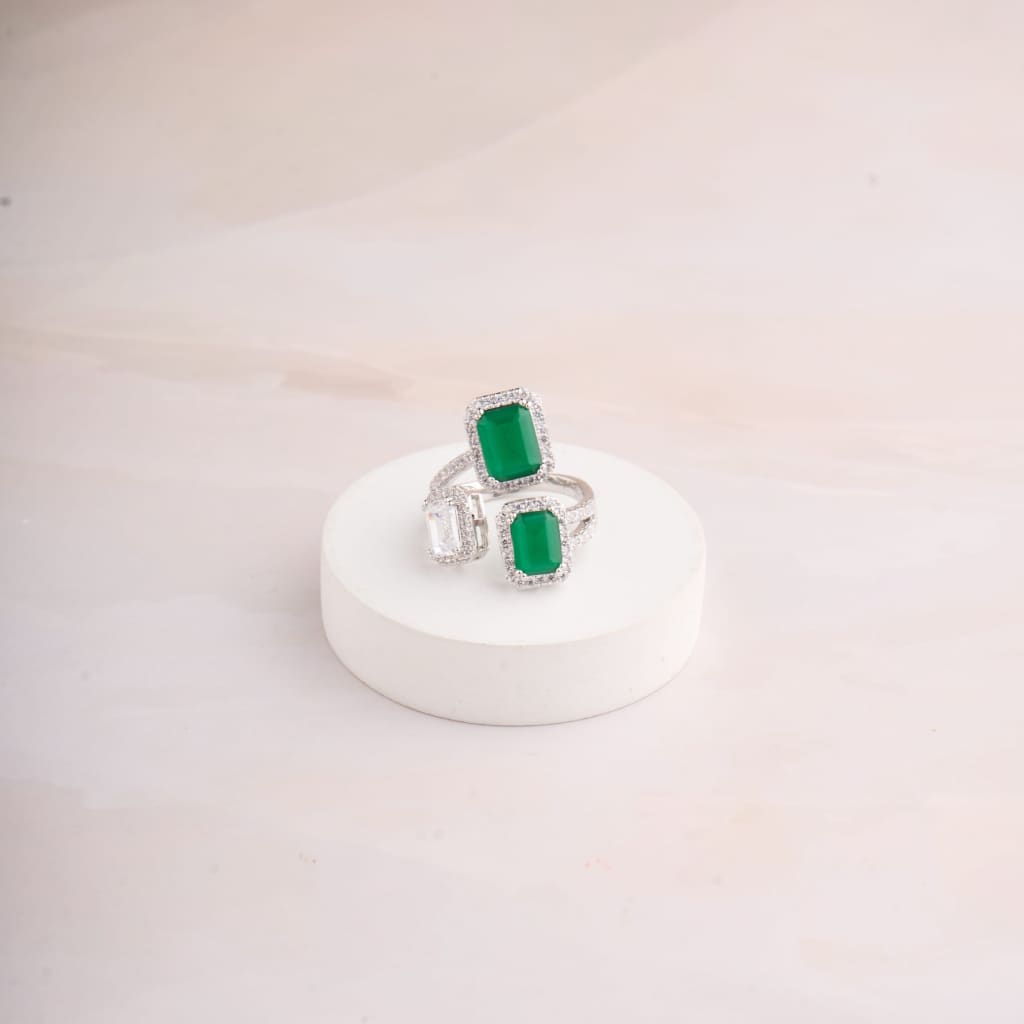 Tri Stone Ring - Green