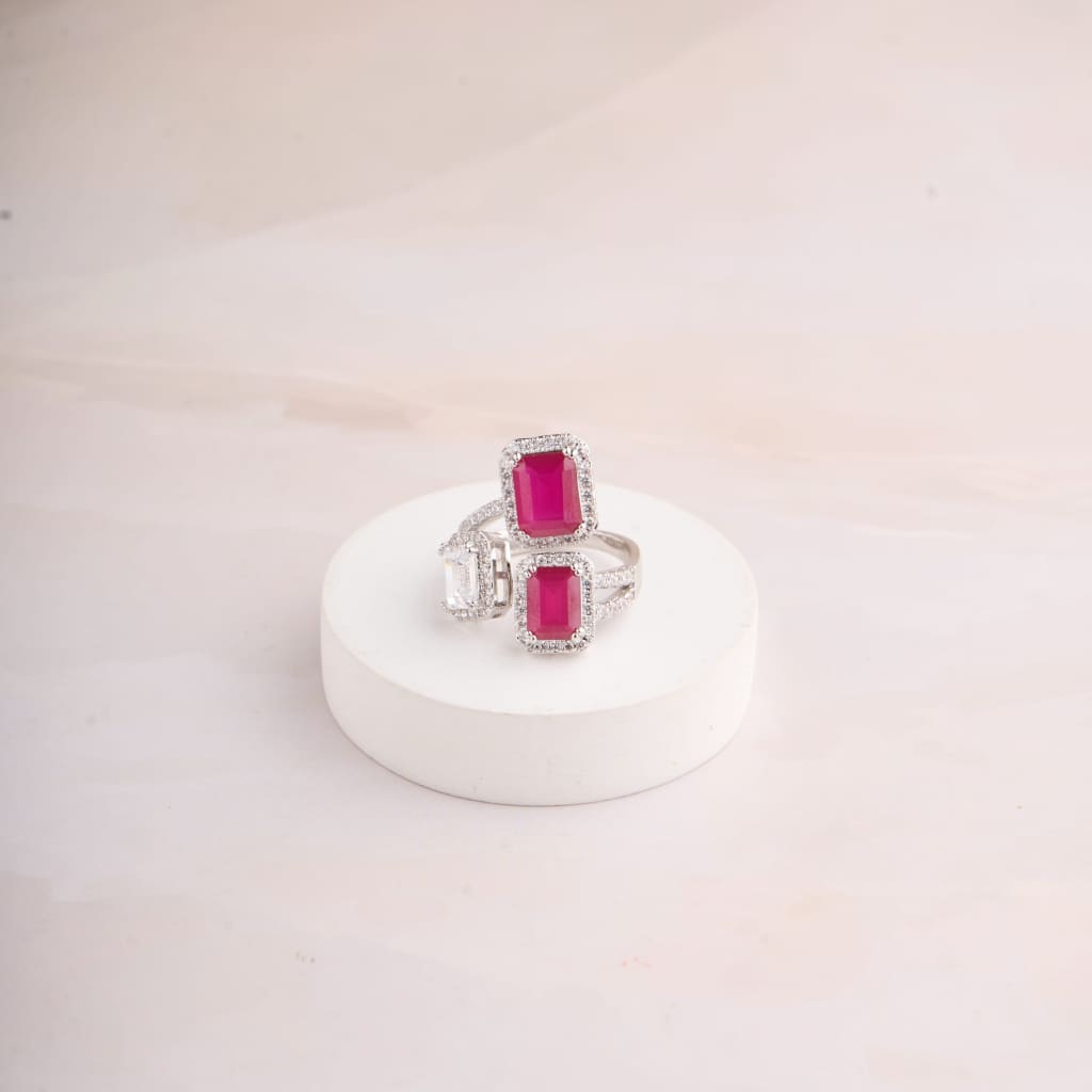 Tri Stone Ring - Red