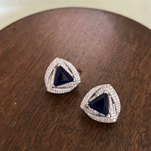 Tri Swirl Earrings - Blue