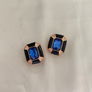 Vina Earrings - Black - Blue