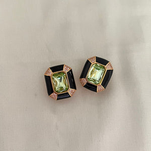 Vina Earrings - Black - Light Green