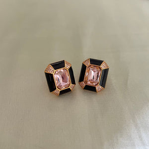 Vina Earrings - Black - Pink