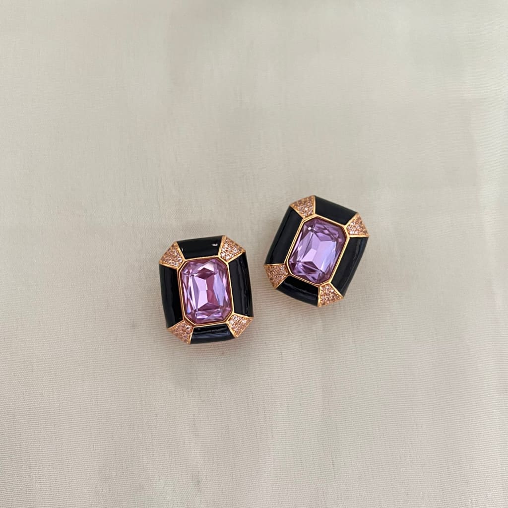 Vina Earrings - Black - Purple