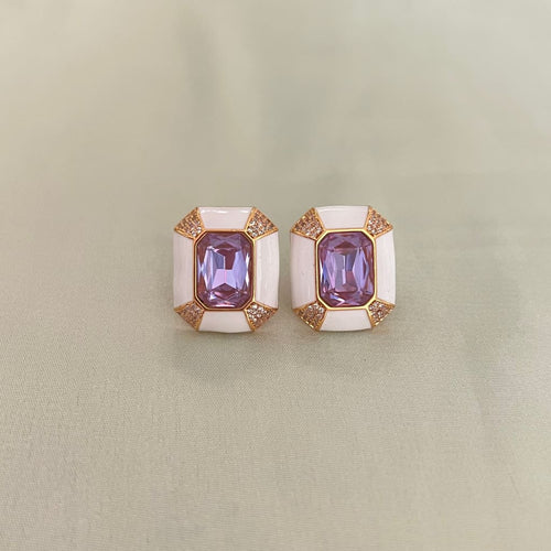 Vina Earrings - White Purple