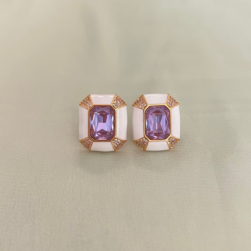 Vina Earrings - White - Purple