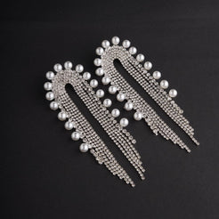 Waterfall Rhinestone Earrings - Silver