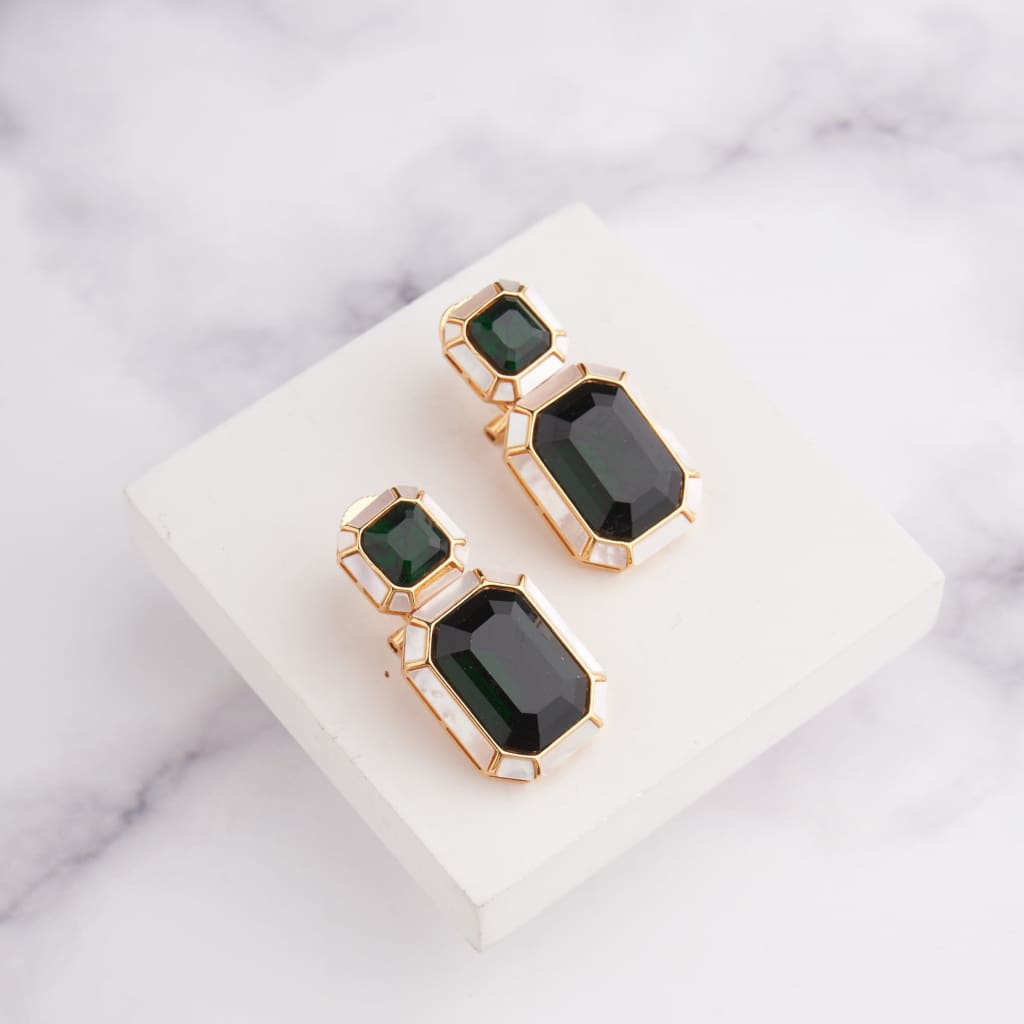 Wyn Earrings - White - Green