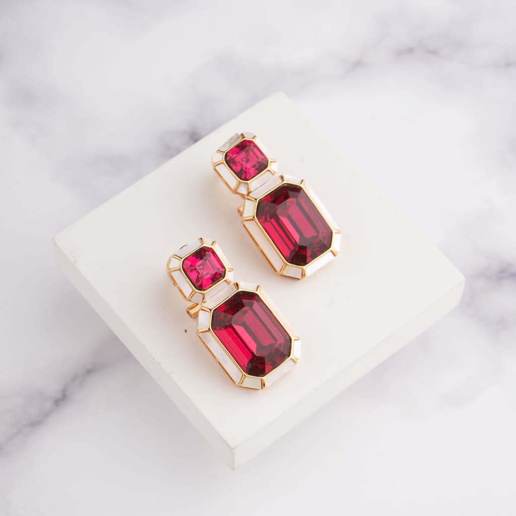 Wyn Earrings - White - Red