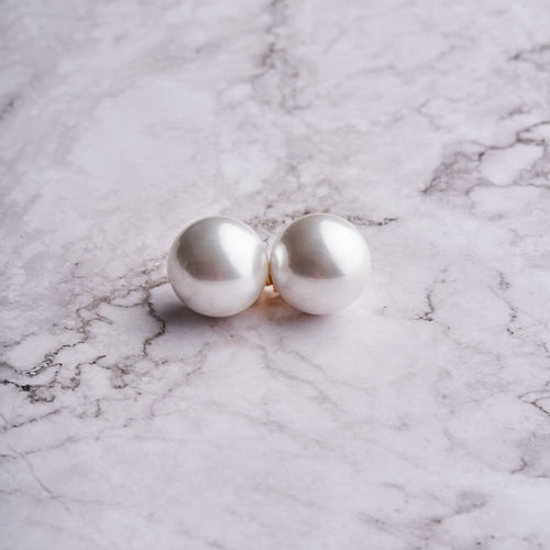 25MM Dome Pearl Earrings - White