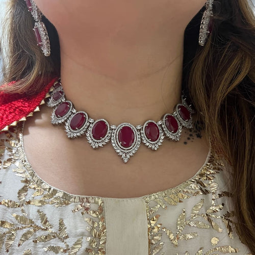 Aditi Necklace Set - Red
