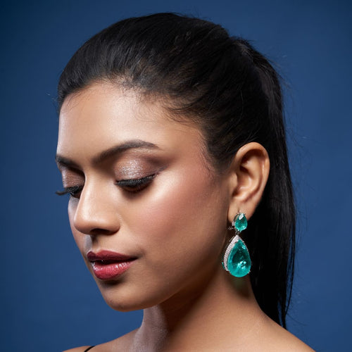 Amaya Earrings - Mint&Silver