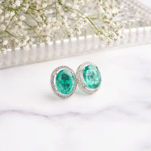Load image into Gallery viewer, Ansel Earrings - Green&amp;Silver
