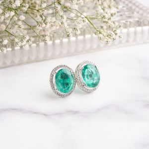 Ansel Earrings - Green&Silver