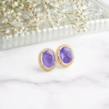 Load image into Gallery viewer, Ansel Earrings - Purple&amp;Gold

