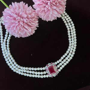 Arzoo Choker - Red&Silver