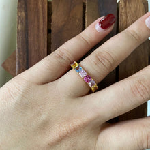 Load image into Gallery viewer, Asscher Coloured Eternity Ring - Gold / US 5

